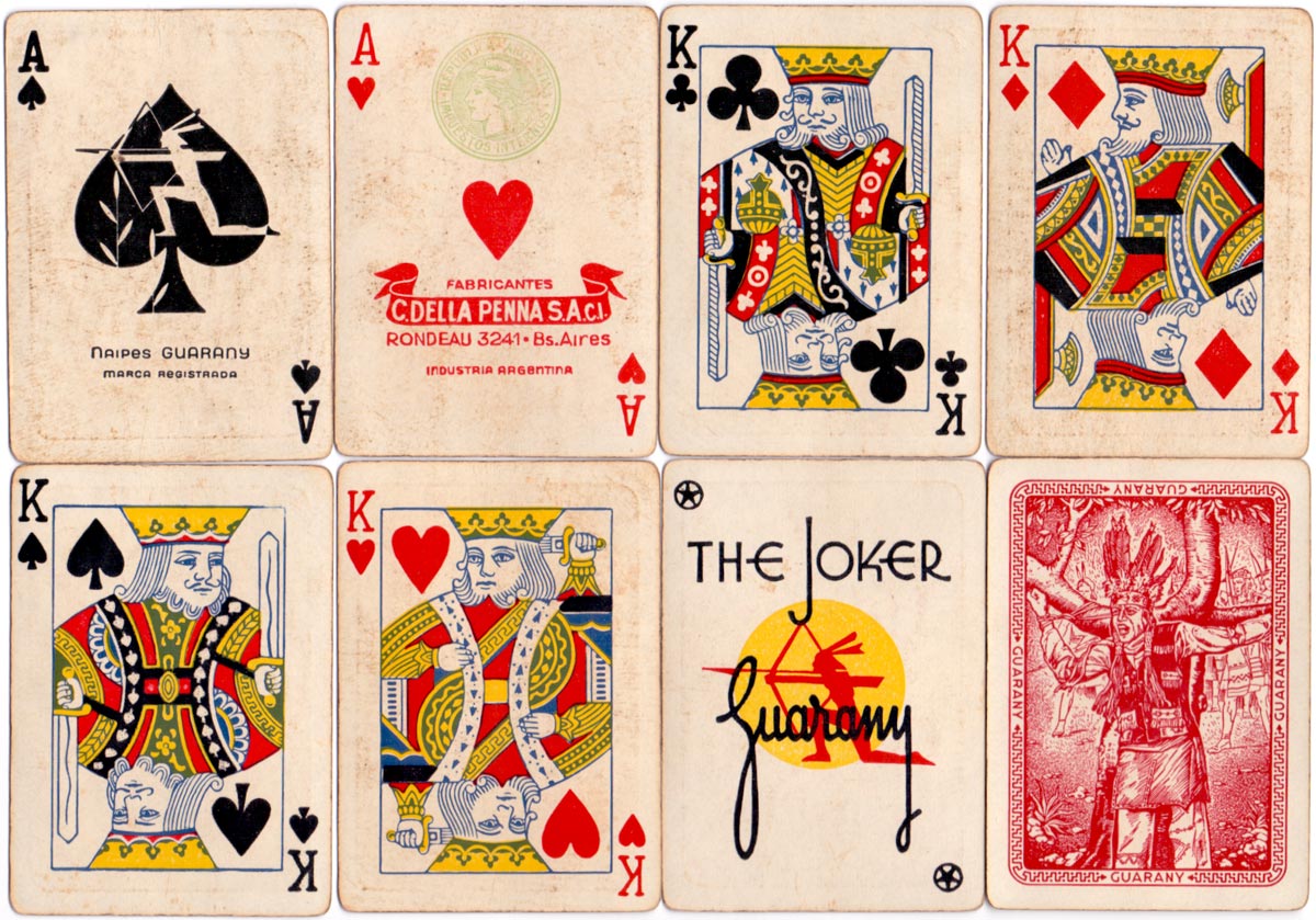 Naipes Guarany by C. Della Penna S.A.C.I. with ‘Marianne’ tax stamp on the ace of hearts, c.1955-68