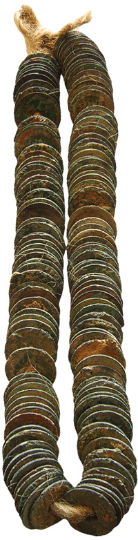 A string of Chinse 'cash' coins