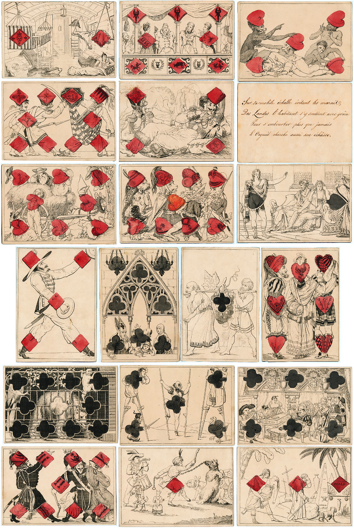 Complete deck of 1817 Baron Louis Atthalin’s Transformation playing cards