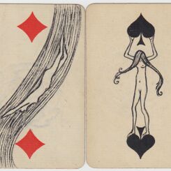 Nine art-nouveau transformation playing cards
