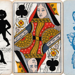 Hand-drawn transformation cards, c1875