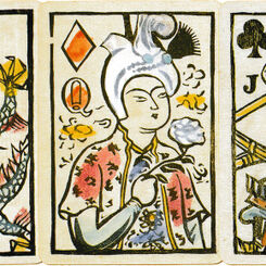 Playing cards with prints by Sumio Kawakami