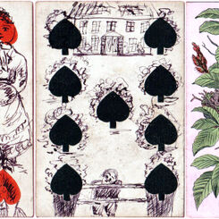 Hand-drawn transformation cards, c1870
