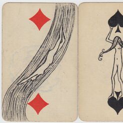 Nine art-nouveau transformation playing cards