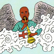 Rapper Kanye West depicted on The Judgement card.