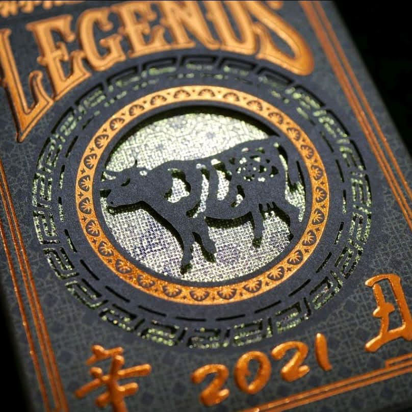 Zodiac 2021 - Year of the Ox by Legends Playing Card Co. Detail showing a laser cut ox shape on the box.