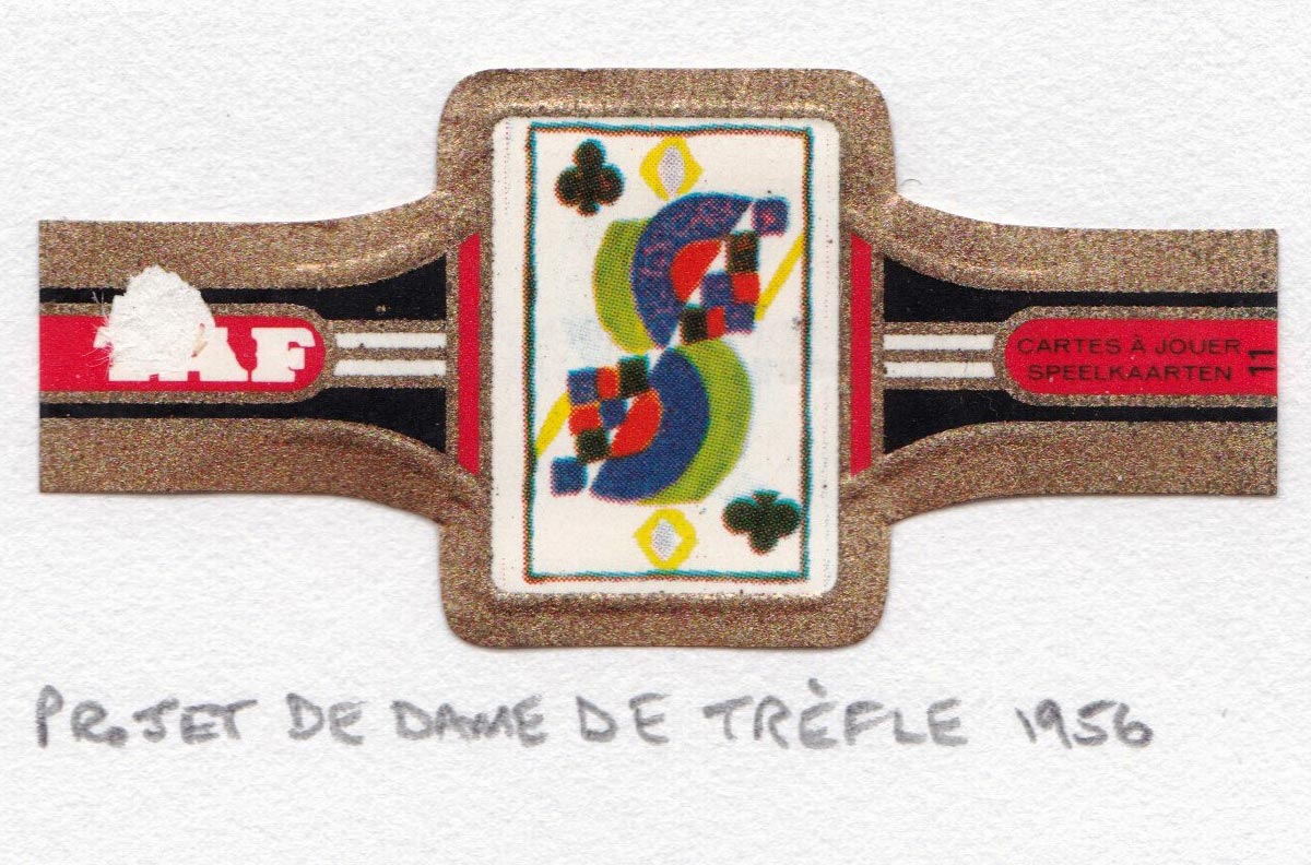 TAF cigar band with miniature playing card c.1965