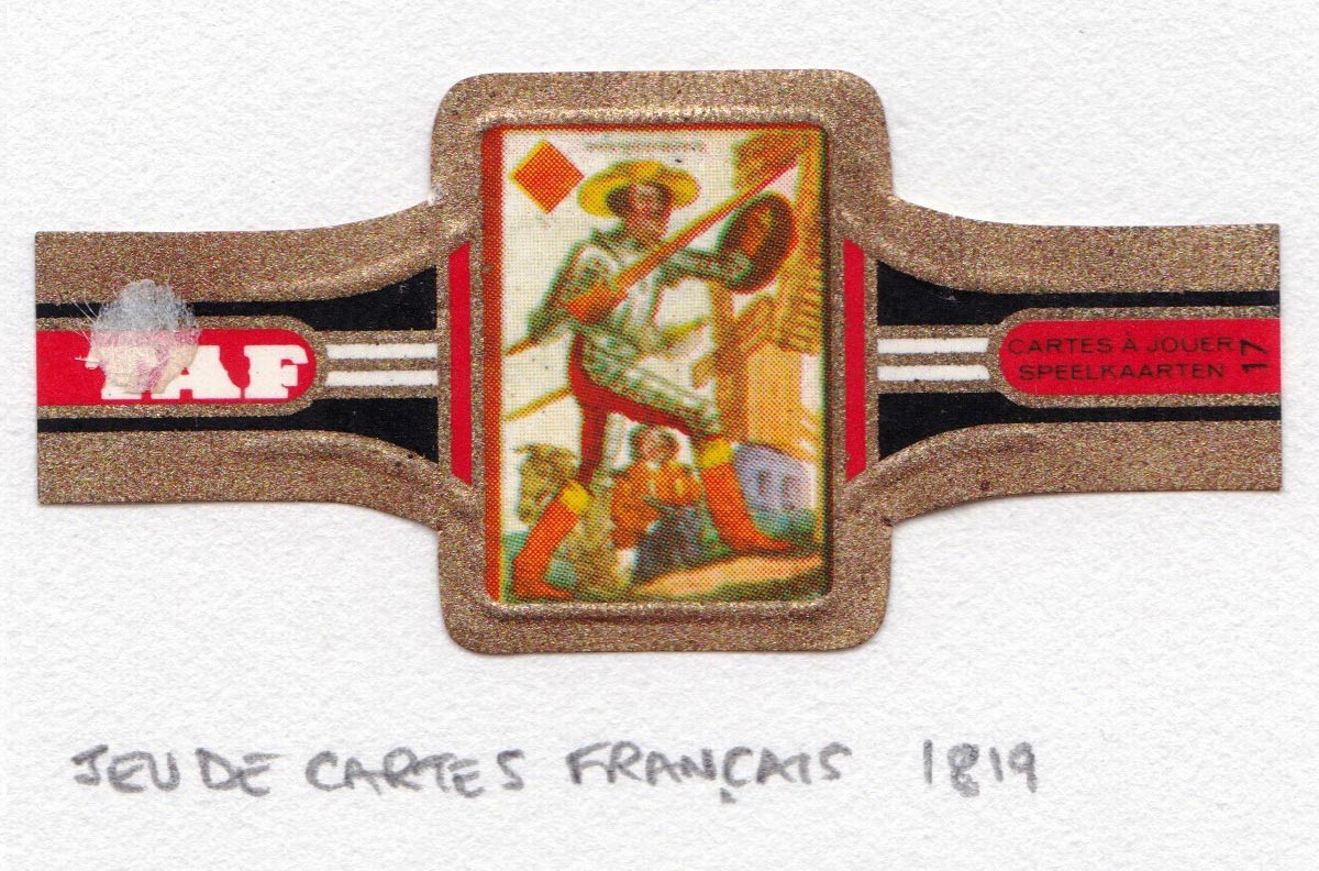 TAF cigar band with miniature playing card c.1965