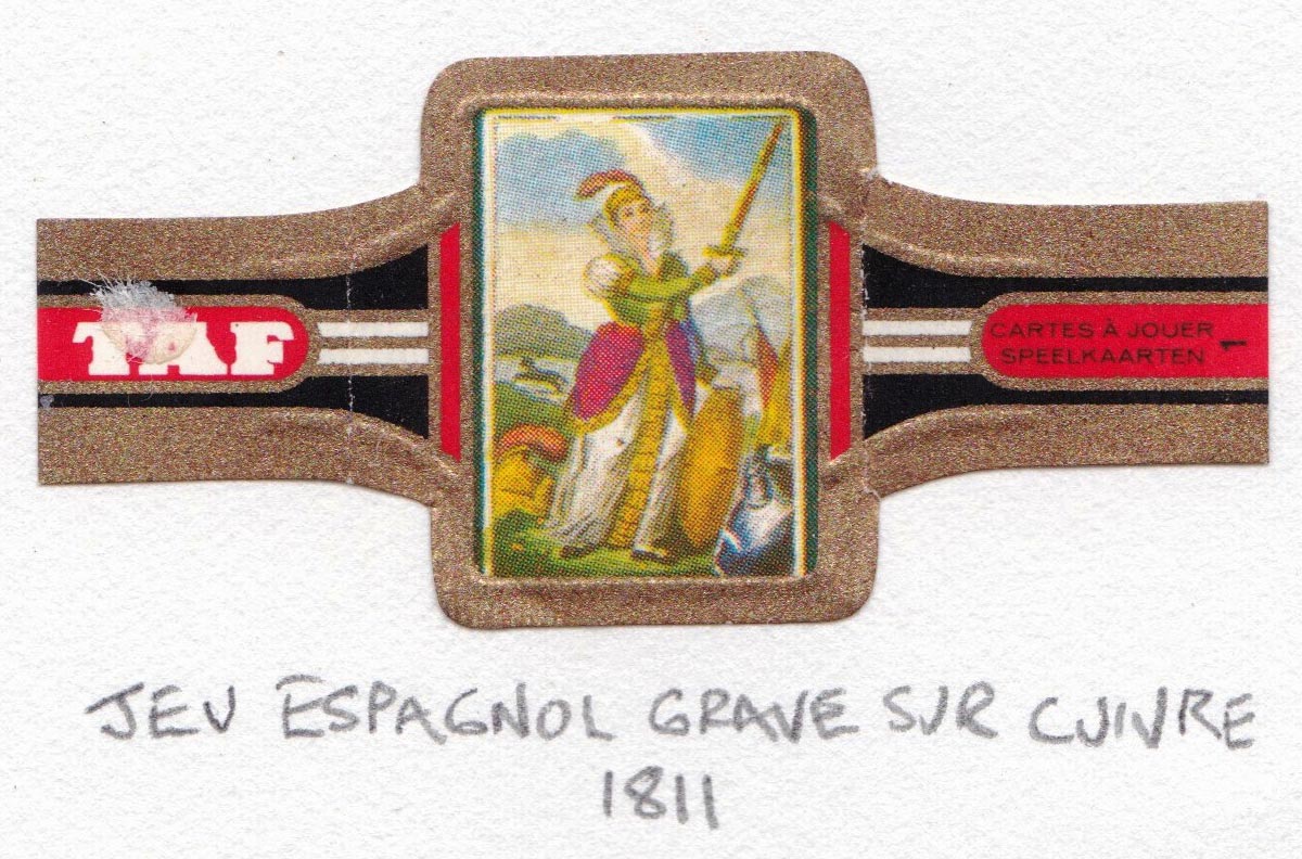 TAF cigar band with miniature playing card c.1965