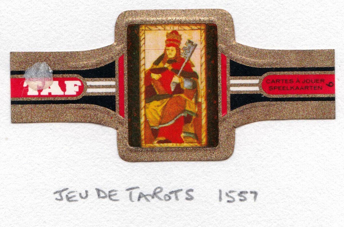 TAF cigar band with miniature playing card c.1965