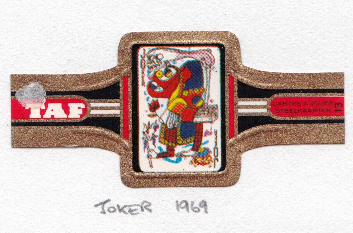 TAF cigar band with miniature playing card c.1965