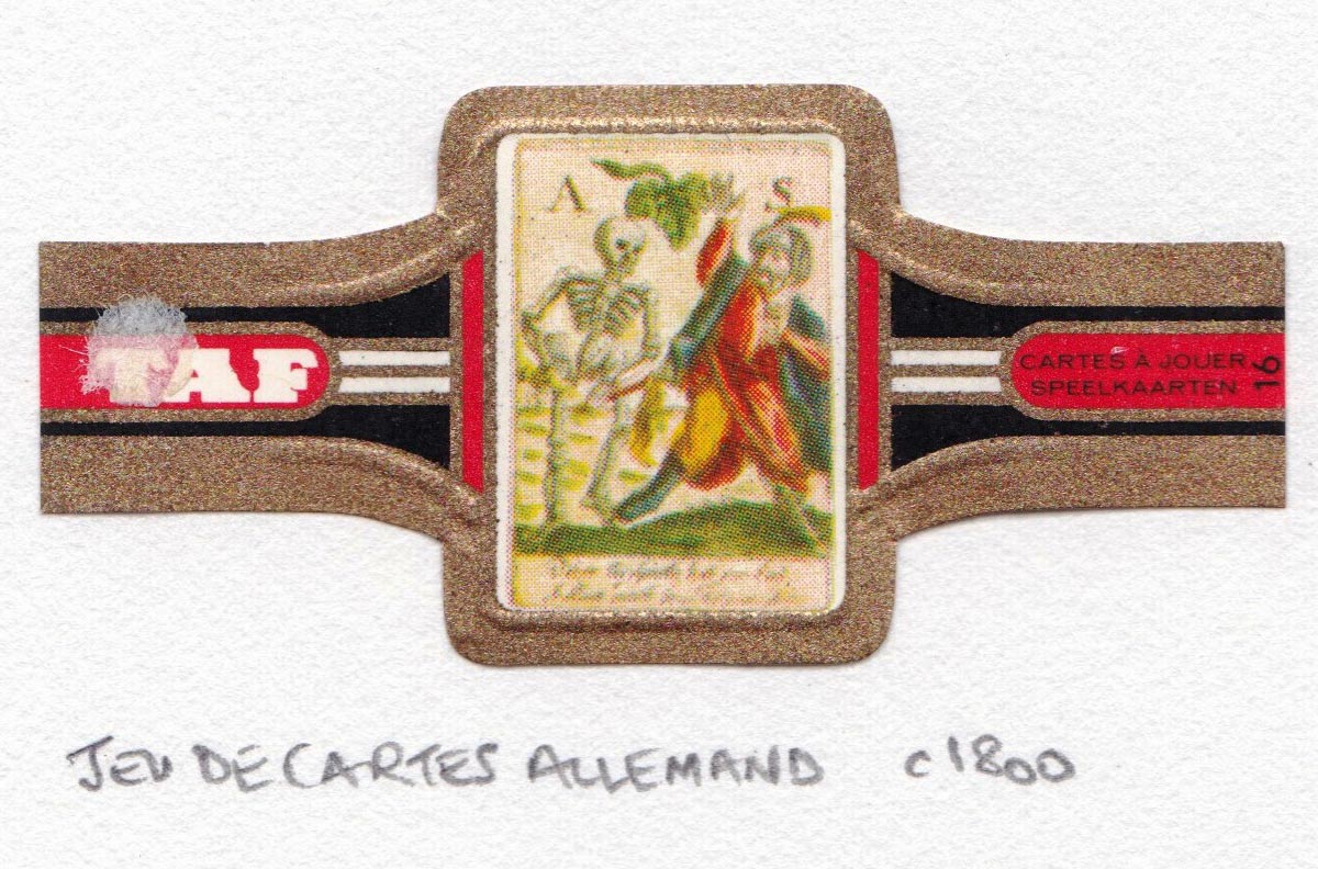 TAF cigar band with miniature playing card c.1965