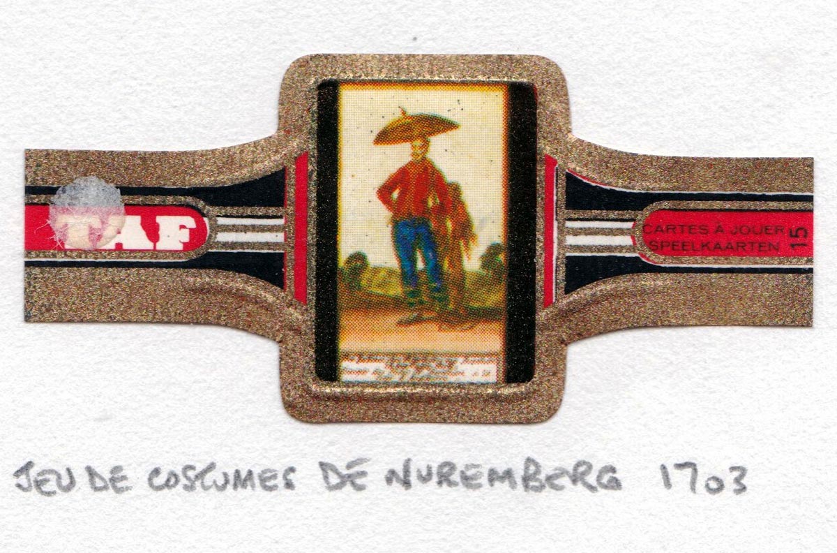 TAF cigar band with miniature playing card c.1965