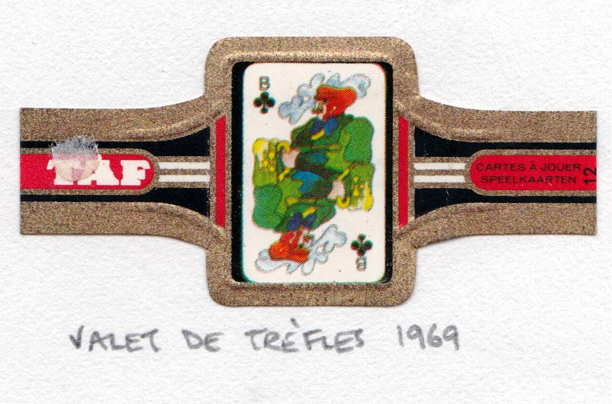 TAF cigar band with miniature playing card c.1965