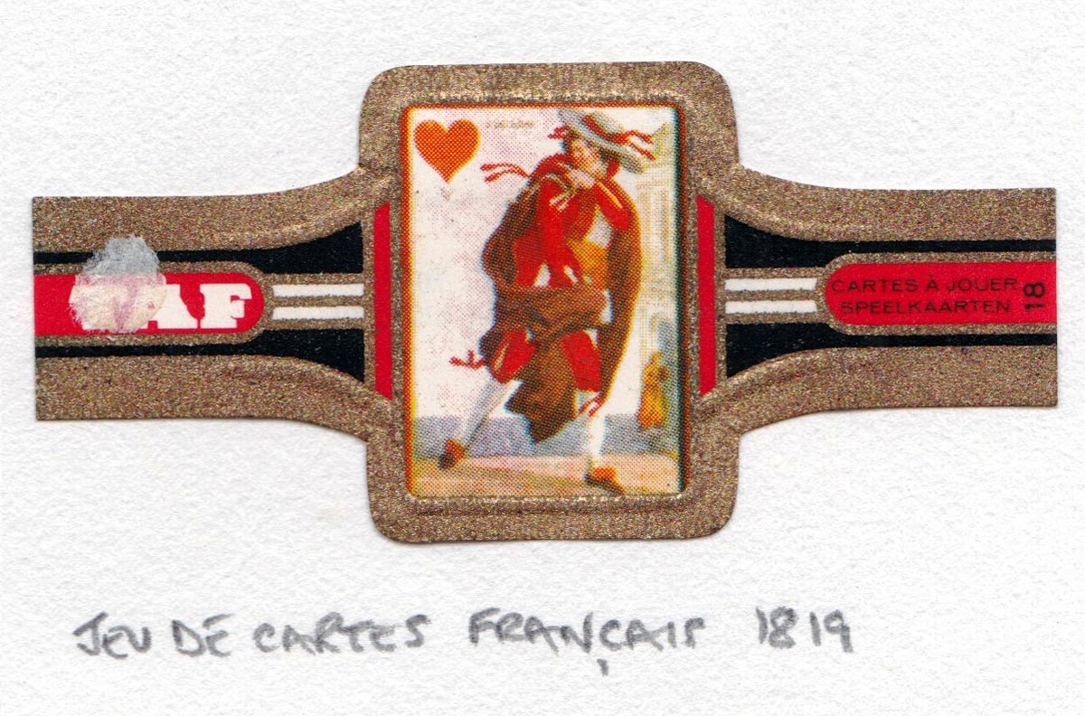 TAF cigar band with miniature playing card c.1965