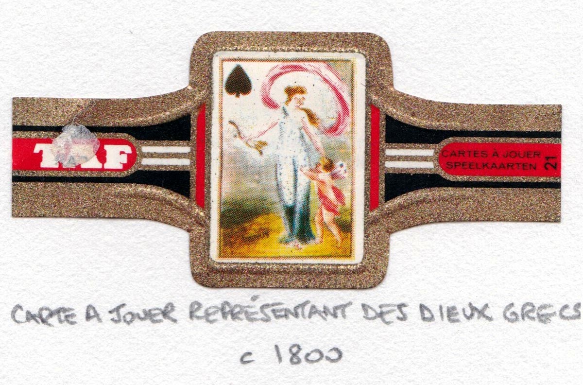 TAF cigar band with miniature playing card c.1965