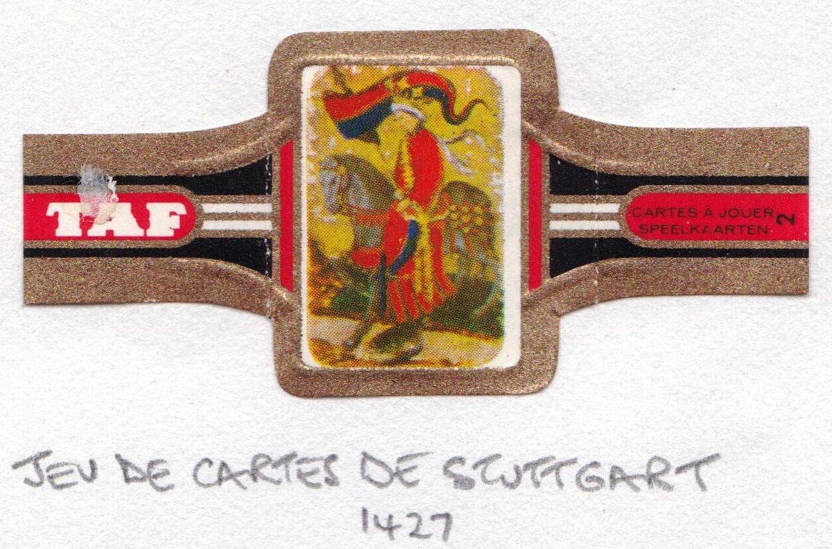 TAF cigar band with miniature playing card c.1965