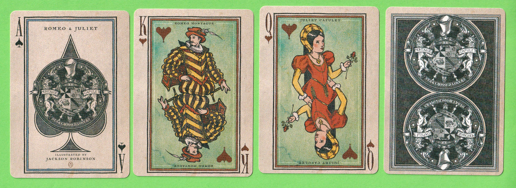 Ace of Spades, King of Hearts, Queen of Hearts and black back design