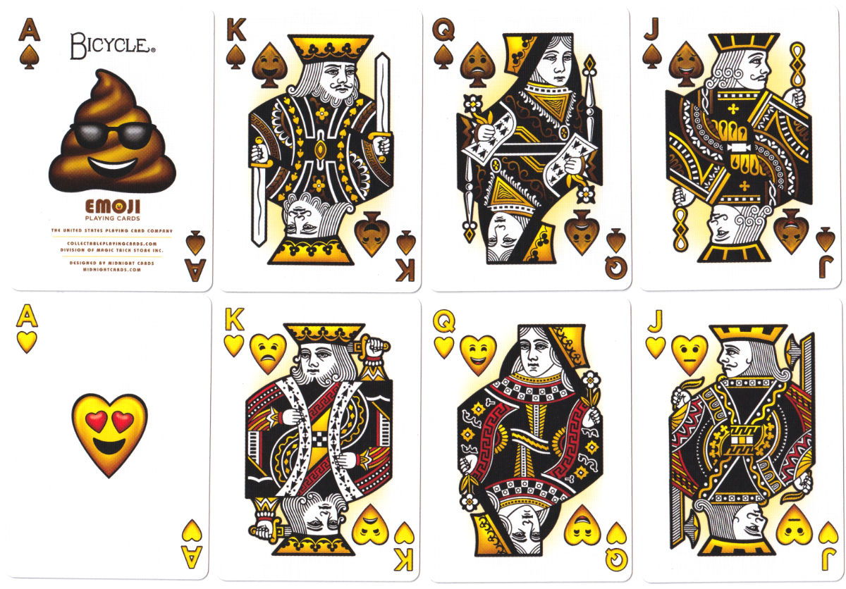 Spade and heart cards from Emoji Playing Cards
