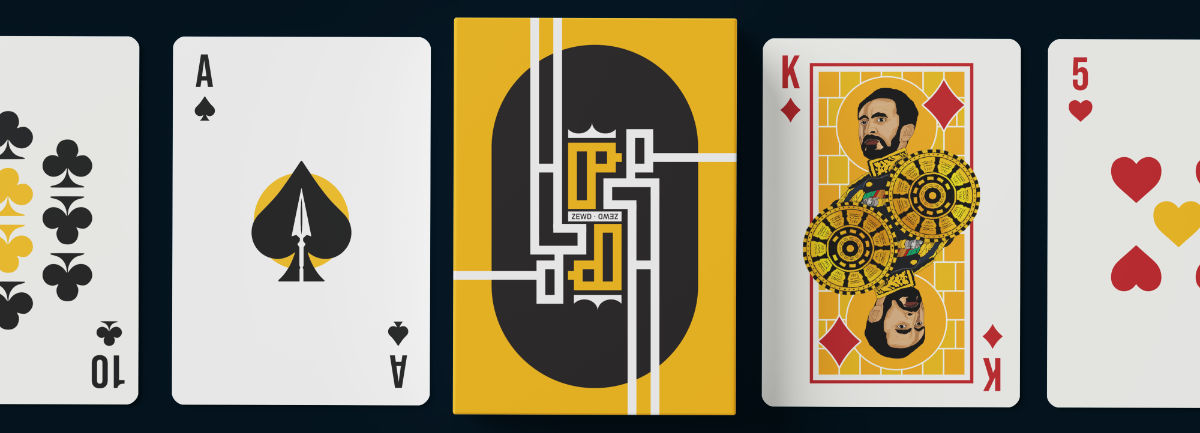 A spread from the Zewd Historical Deck, showing court cards, aces and pip cards.