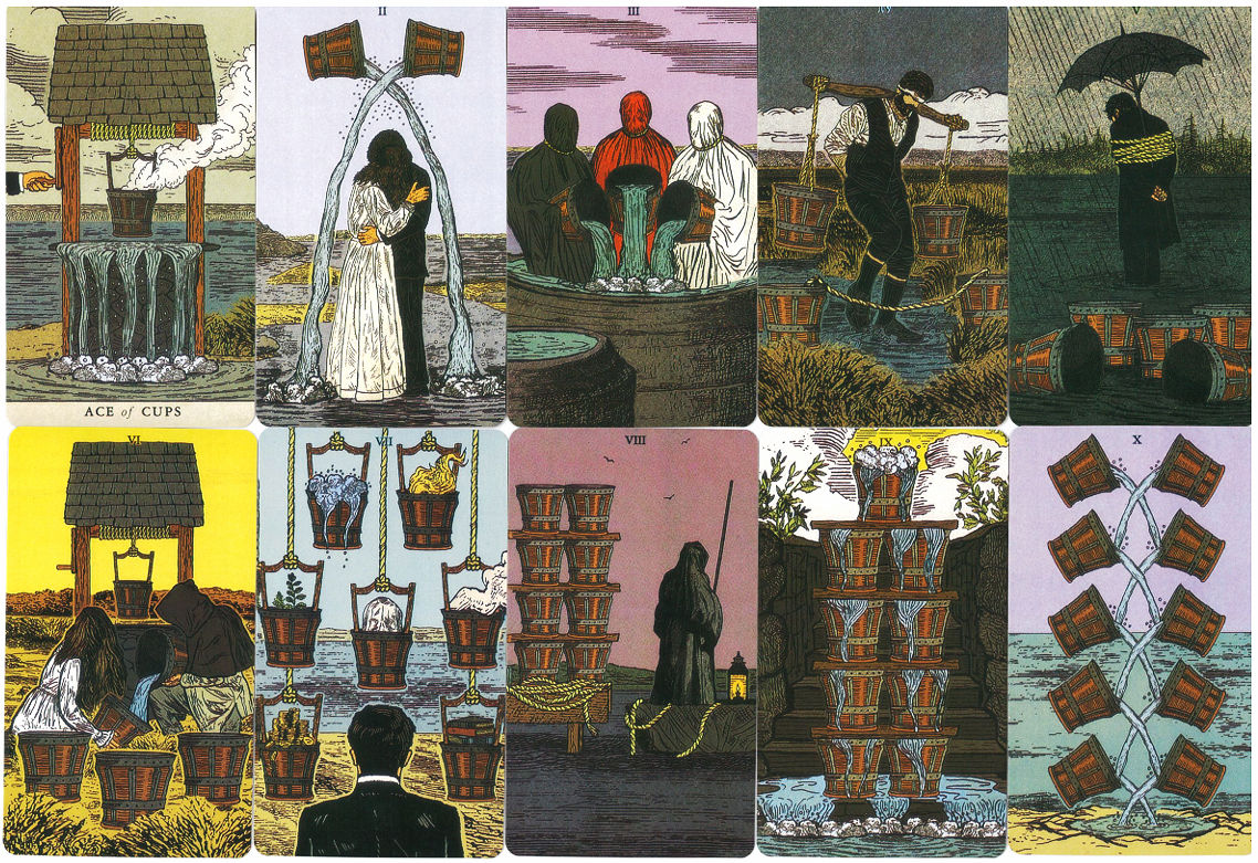 The Ace through Ten of Cups from The Somnia Tarot