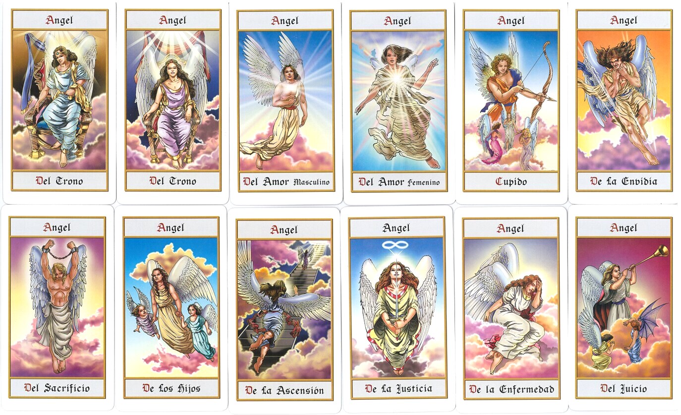 Virtues, Powers, Principalities and Messengers cards from Tarot de los Angeles