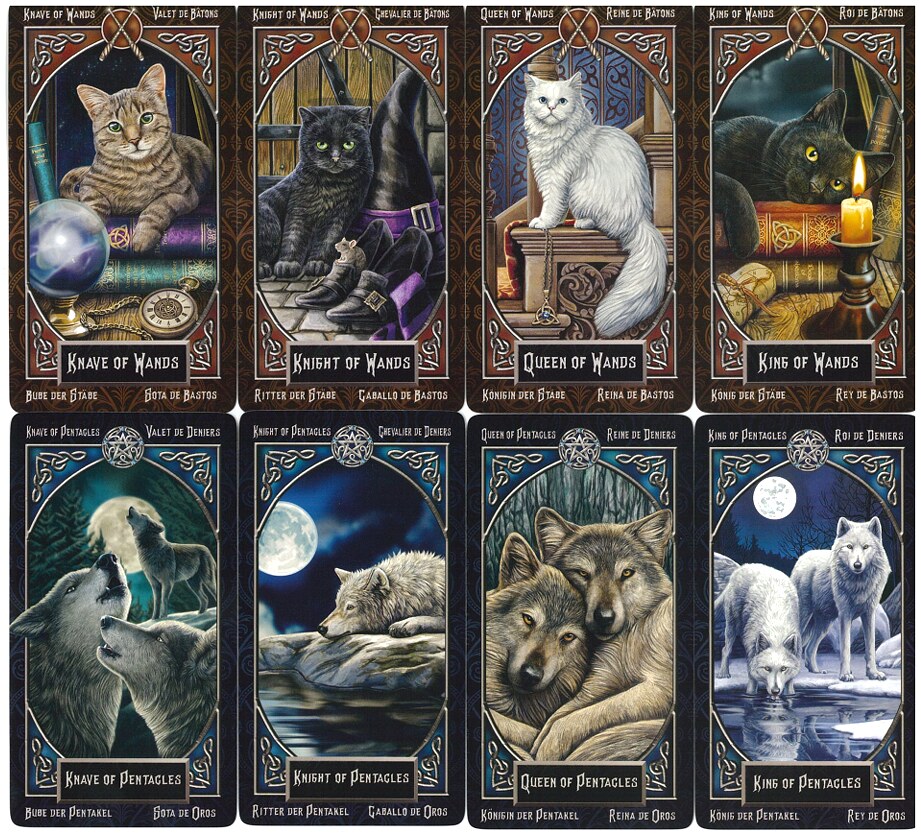 Wands and Pentacles court cards from Tarot Familiars