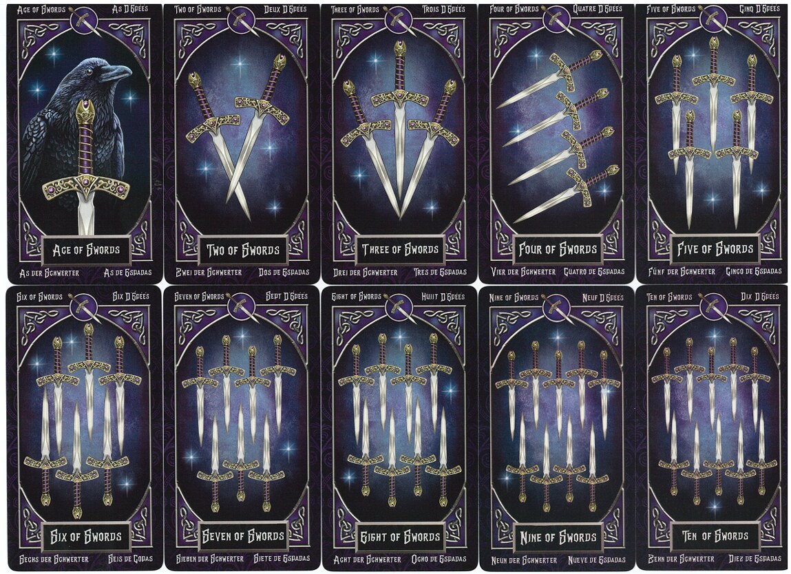 Ace through Ten of Swords from Tarot Familiars