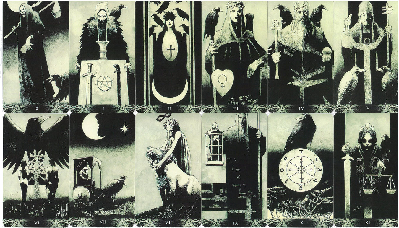 The Fool through Justice from the Major Arcana of Murder of Crows Tarot