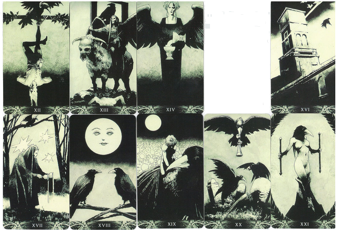 The Hanged Man through The World from the Major Arcana of Murder of Crows Tarot