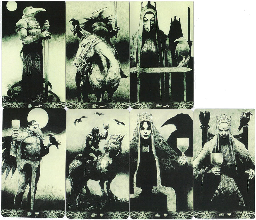 Swords and Cups court cards from Murder of Crows Tarot