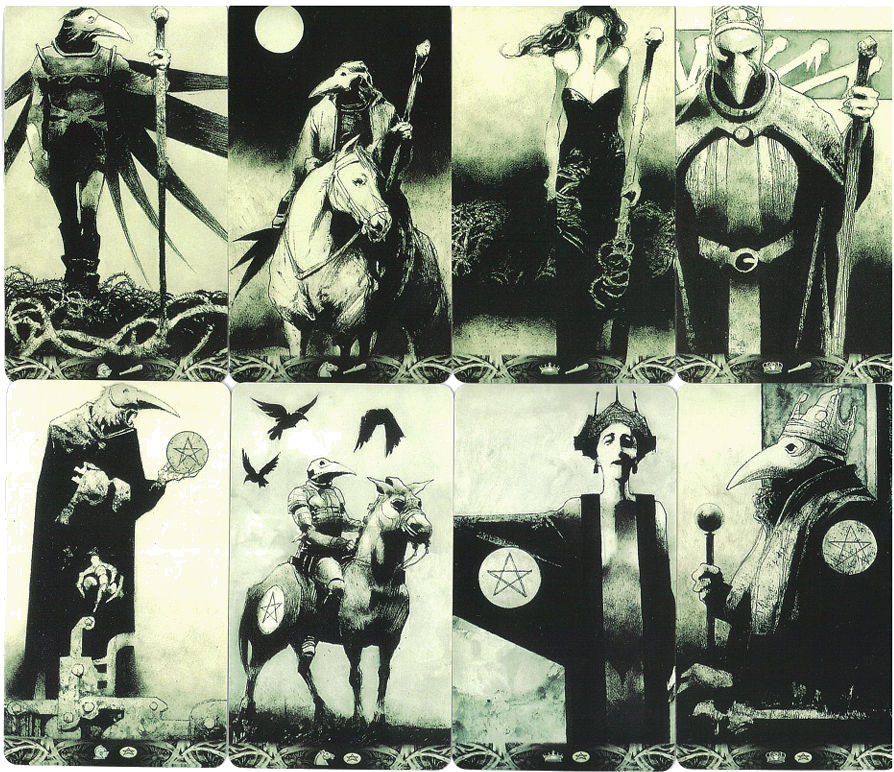 Wands and Pentacles court cards from Murder of Crows Tarot