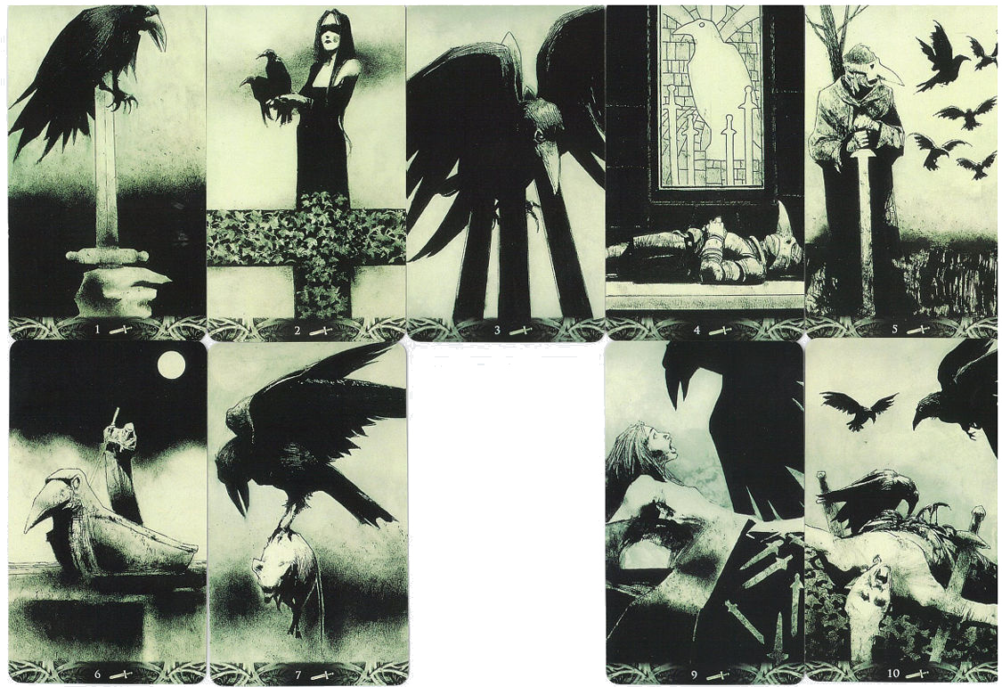 Ace through Ten of Swords from Murder of Crows Tarot