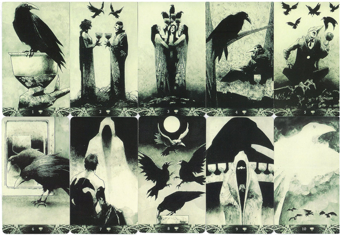 Ace through Ten of Cups from Murder of Crows Tarot