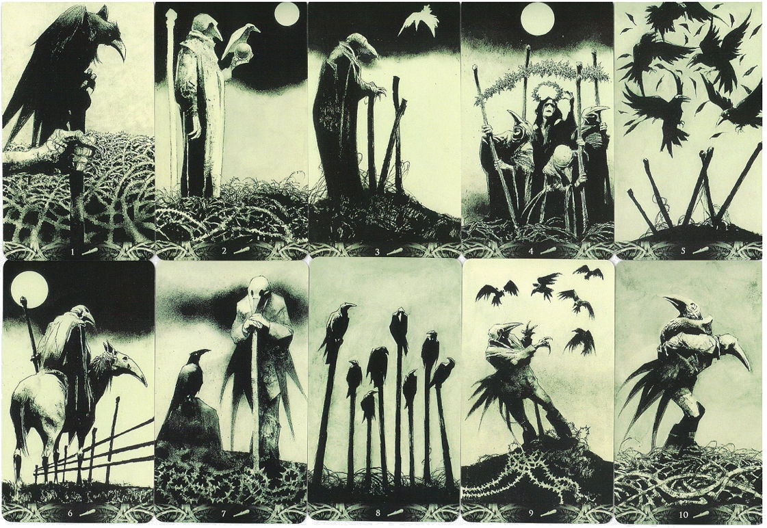 Ace through Ten of Wands from Murder of Crows Tarot