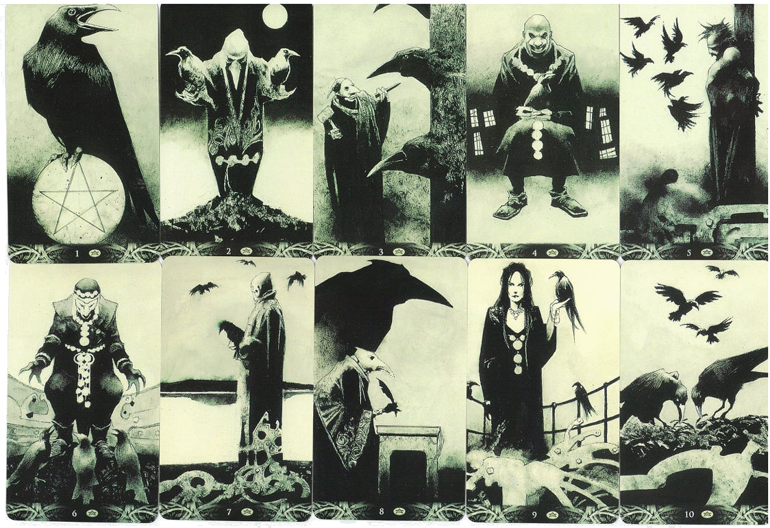 Ace through Ten of Pentacles from Murder of Crows Tarot