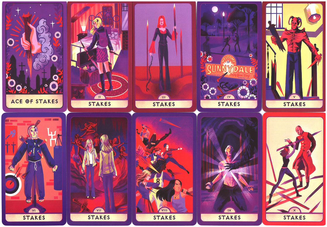 Ace through Ten of Stakes from Buffy the Vampire Slayer Tarot