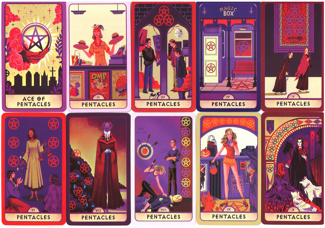 Ace through Ten of Pentacles from Buffy the Vampire Slayer Tarot