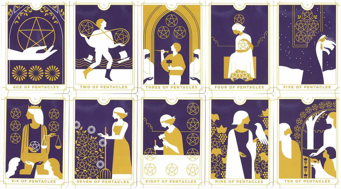 Ace through Ten of Pentacles from Everyday Tarot