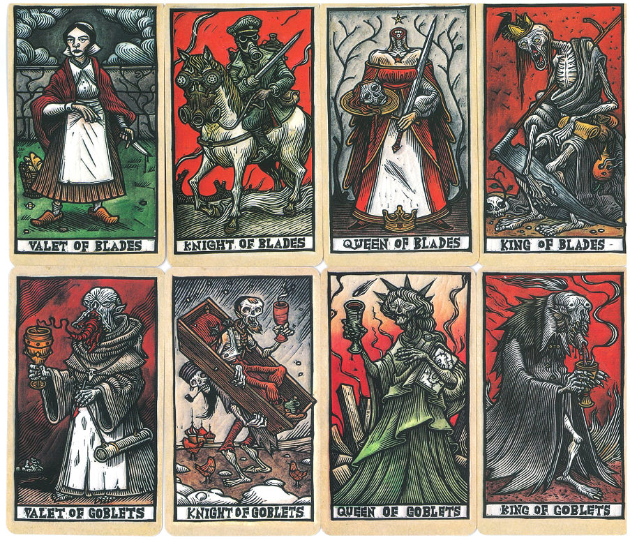 Blades and Goblets court cards from Tarot del Toro
