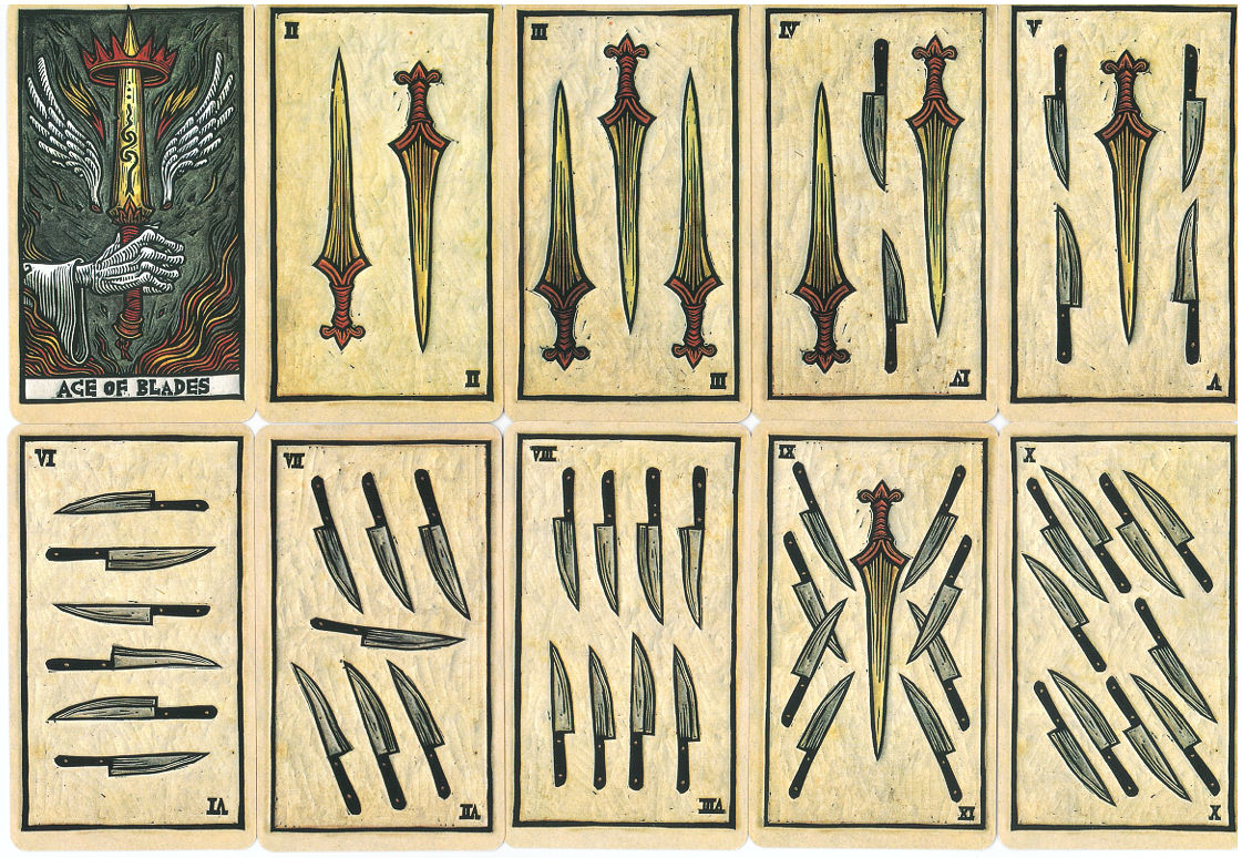 Ace through Ten of Blades from Tarot del Toro