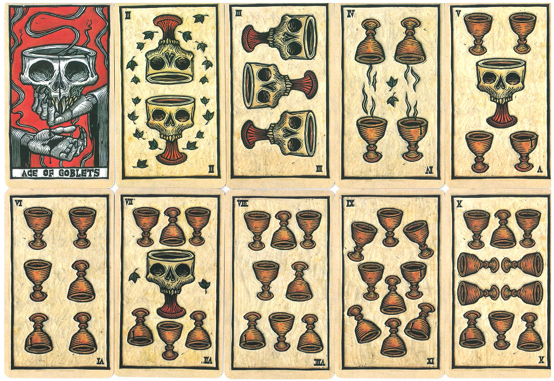 Ace through Ten of Goblets from Tarot del Toro