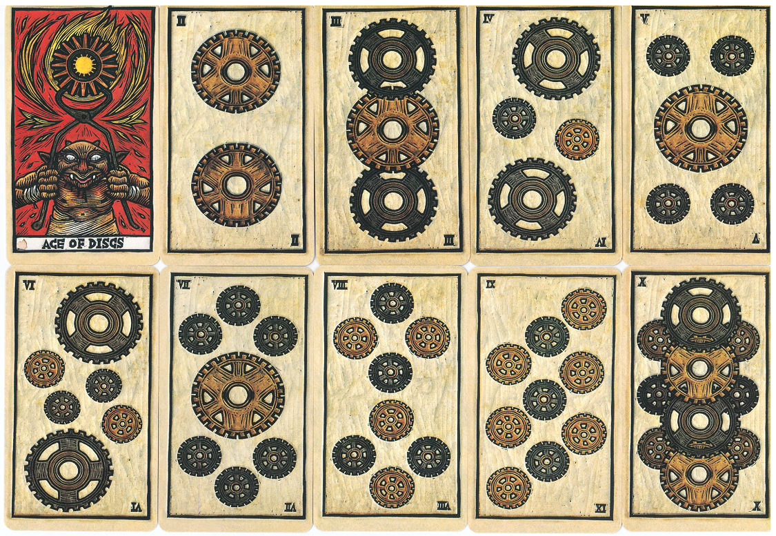 Ace through Ten of Discs from Tarot del Toro