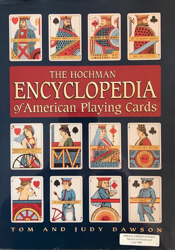 Cover of “The Hochman Encyclopedia of American Playing Cards”, showing a grid of American court-card details.