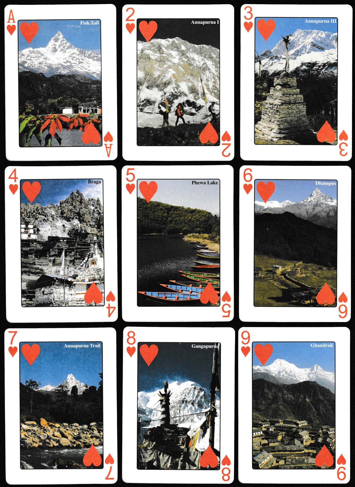Annapurna playing cards produced and published by Himalayan MapHouse, Kathmandu, Nepal