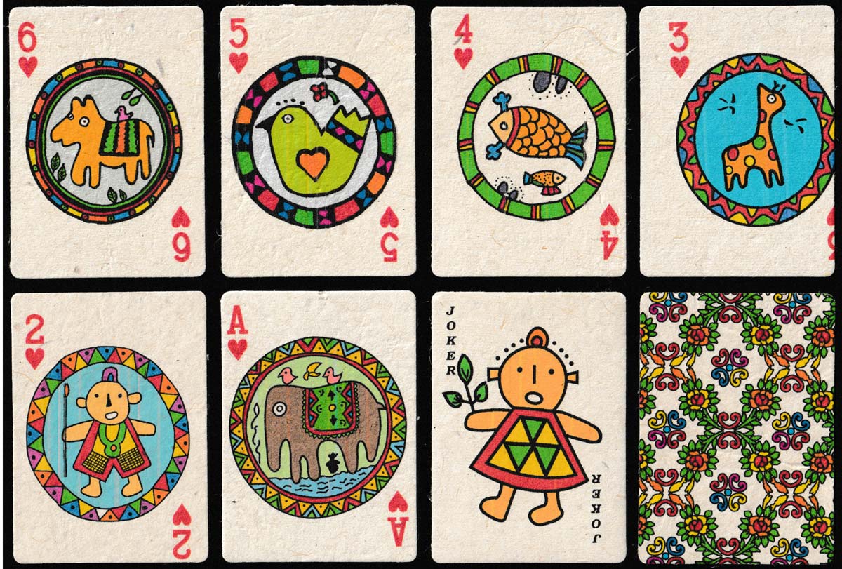 Happy Playing Cards on handmade paper from Nepal