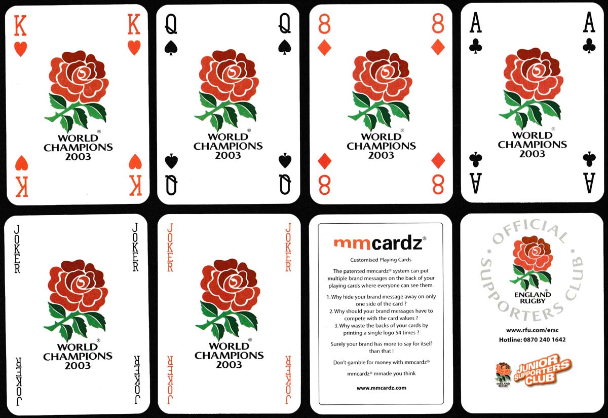 Pack celebrating the rugby world champions of 2003. Produced by Mmcardz