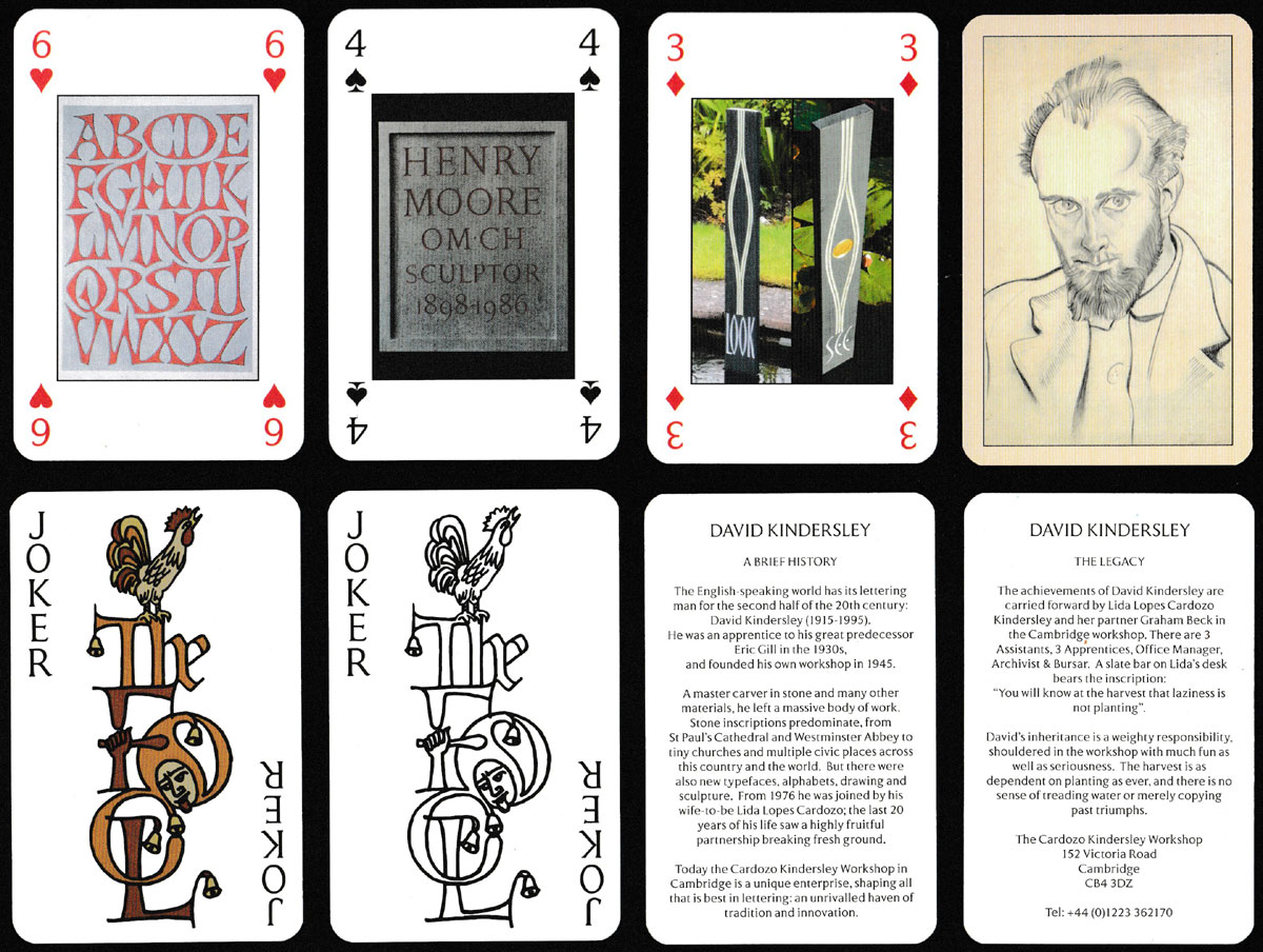 David Kindersley centenary playing cards published by the Cardozo Kindersley Workshop, Cambridge, UK, 2015