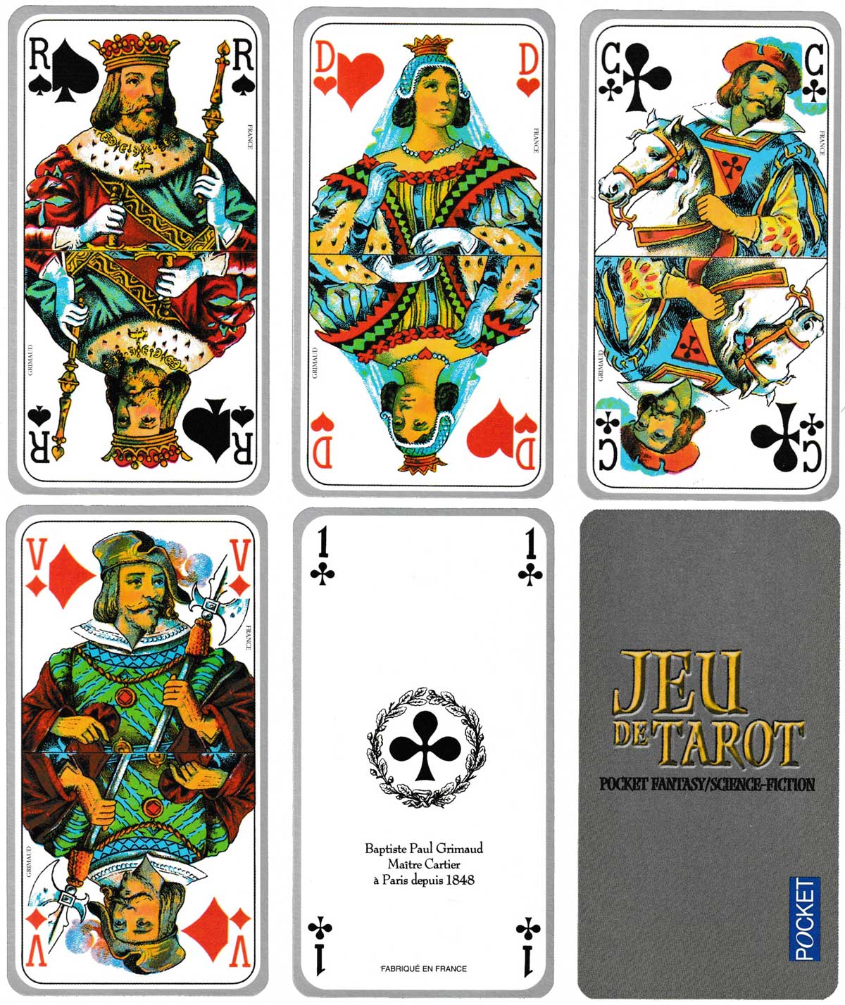 Tarot game pack with fantasy sci-fi trumps by Grimaud for Pocket SF, France