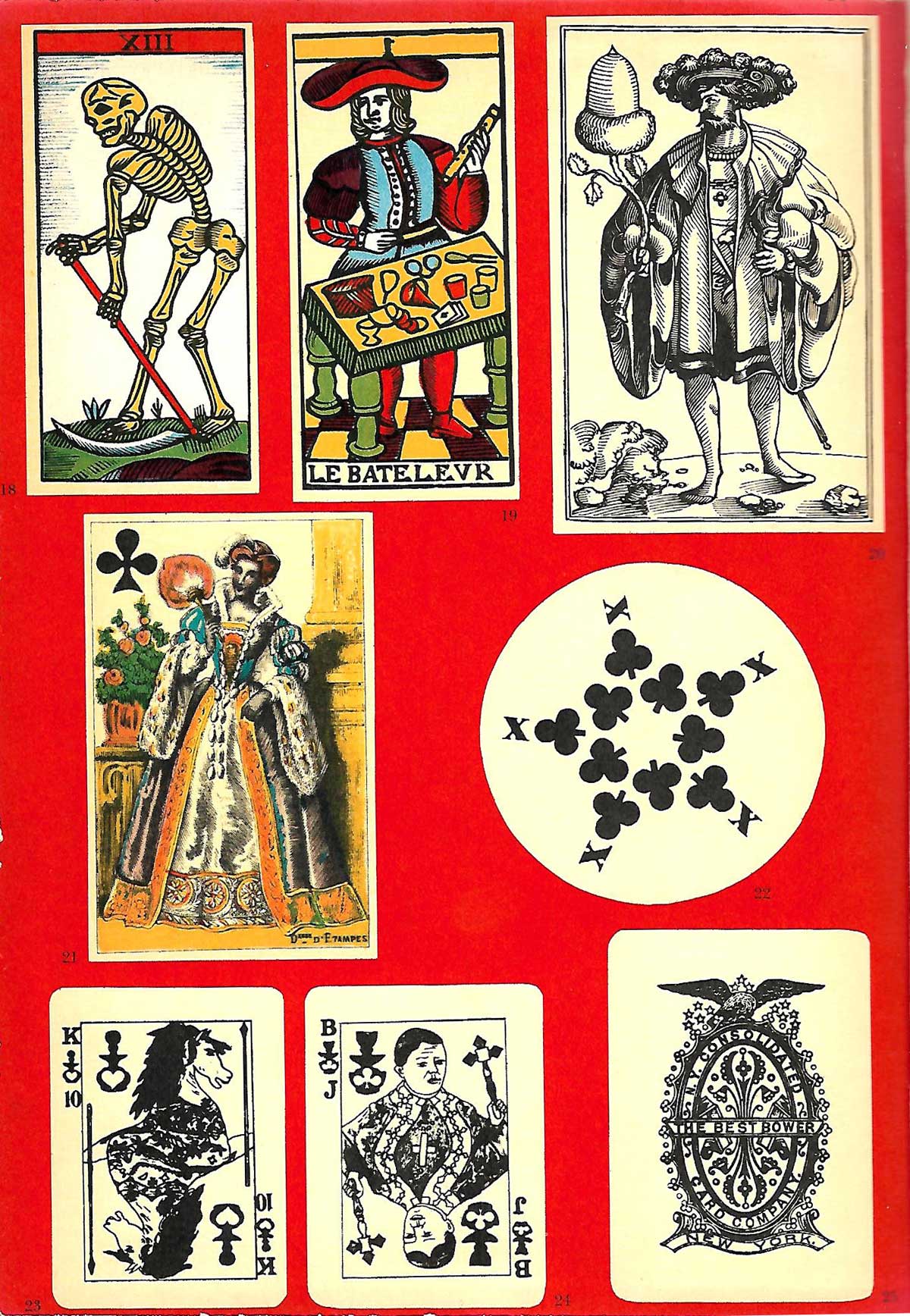 endpaper #3 from Fireside Book of Playing Cards edited by Oswald Jacoby and Albert Morehead, published by Simon & Schuster in 1957